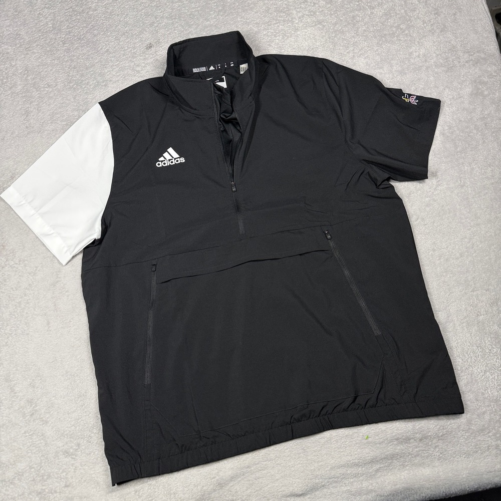 Adidas Windbreaker Mens Medium Black Short Sleeve FCA Quarter Zip HG0081